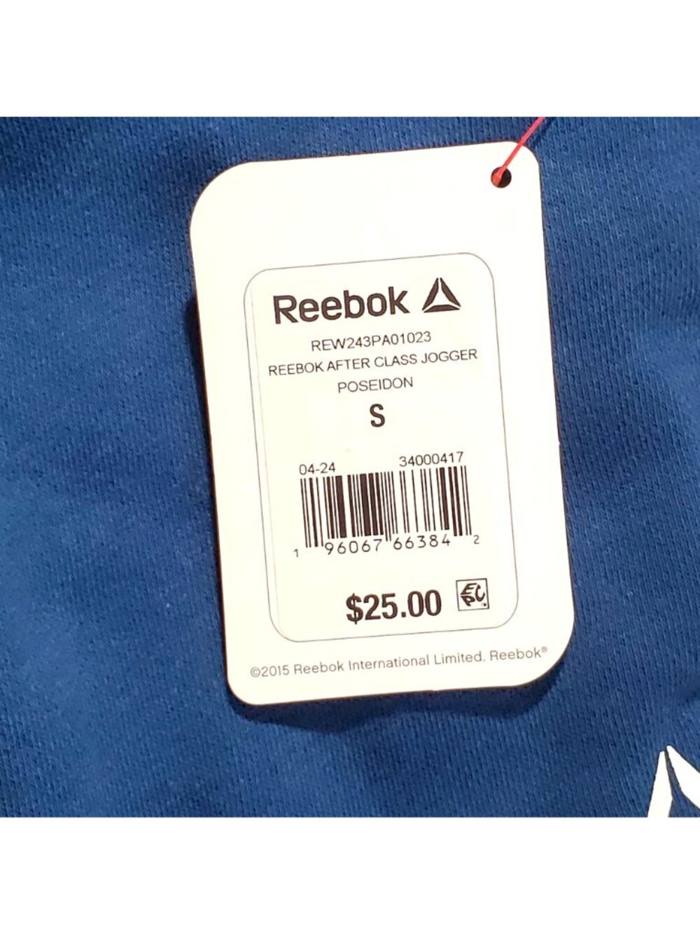 Reebok After Class Jogger Sweatpants Cuffed Poseidon Blue S Unisex Casual Athlet - Picture 2 of 11